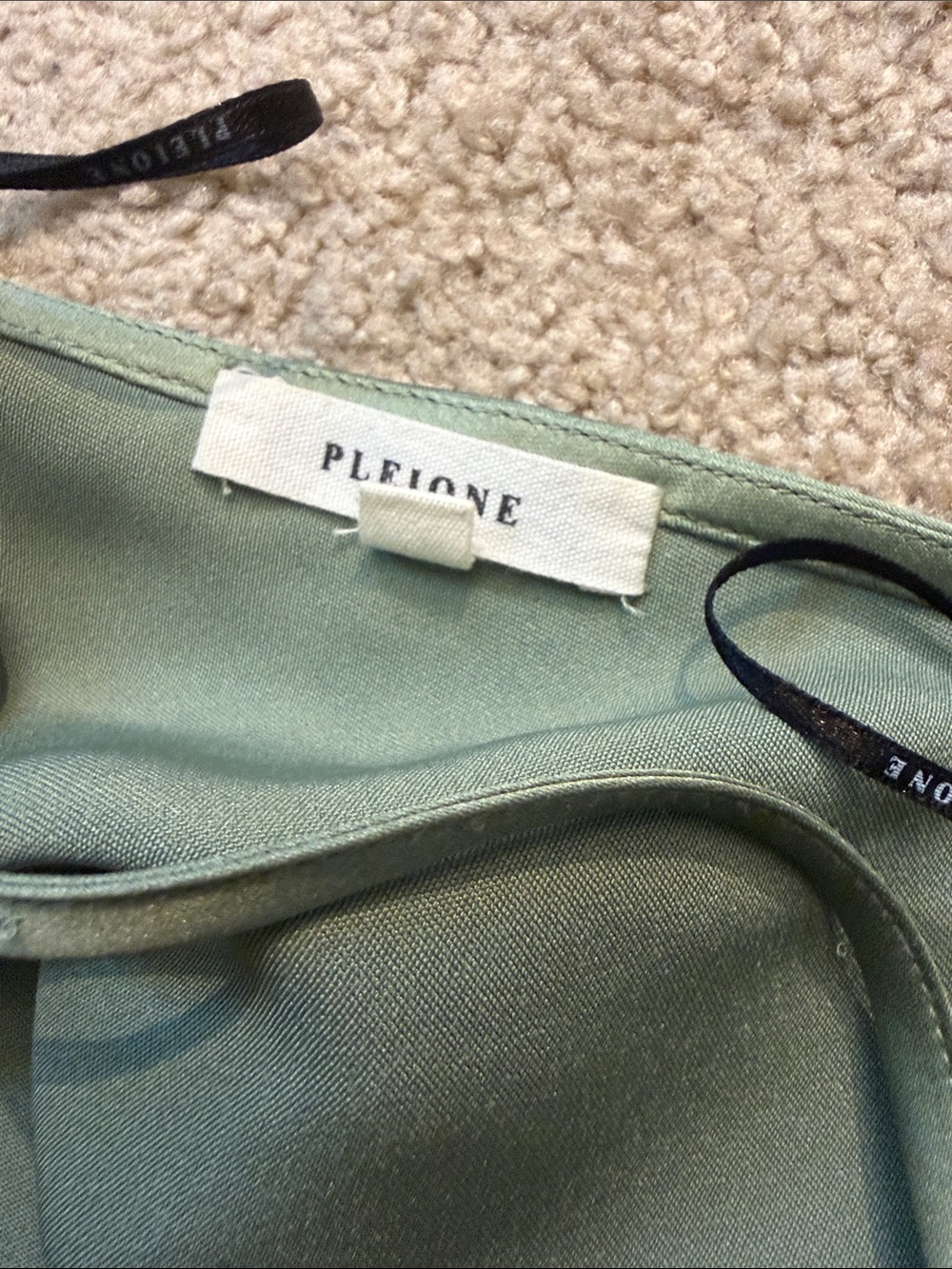 Pleione Satin Twist-Front Blouse - Sage Green Size Large - Picture 8 of 8